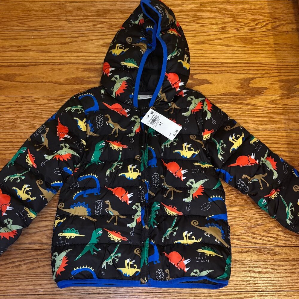 NWT Kids Epic Threads Boys' Toddler Dino-Print Midweight Hooded Puffer Jacket